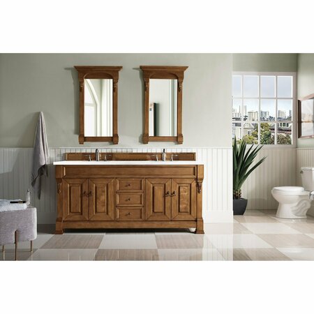 James Martin Vanities Brookfield 72in Double Vanity, Country Oak w/ 3 CM Arctic Fall Solid Surface Top 147-114-5771-3AF
